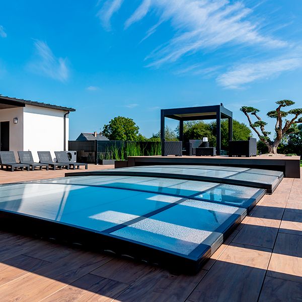 Abri outdoor plat pour piscine - Bonheur Piscines
