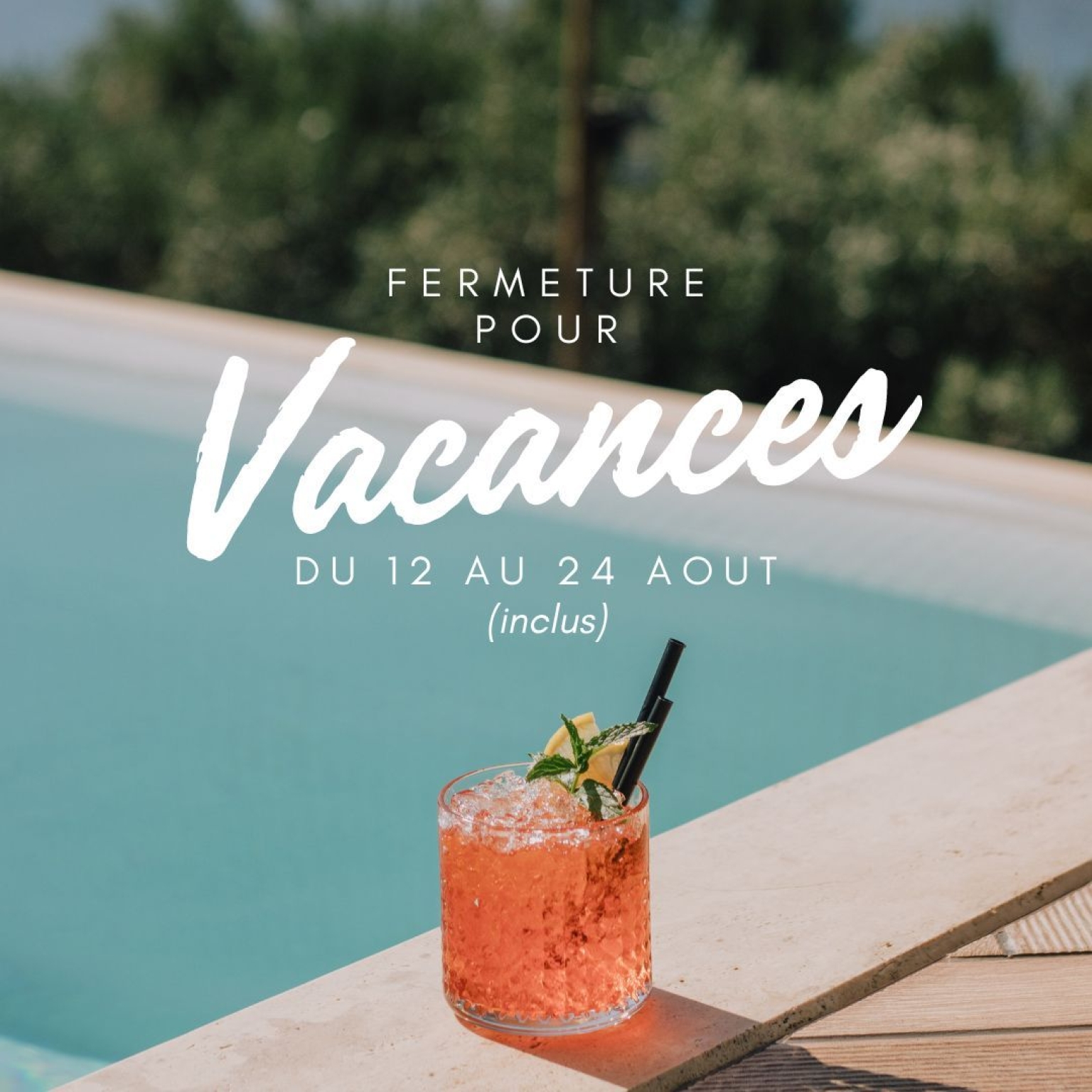 Publication Instagram Typographique Fermeture Vacances - 1
