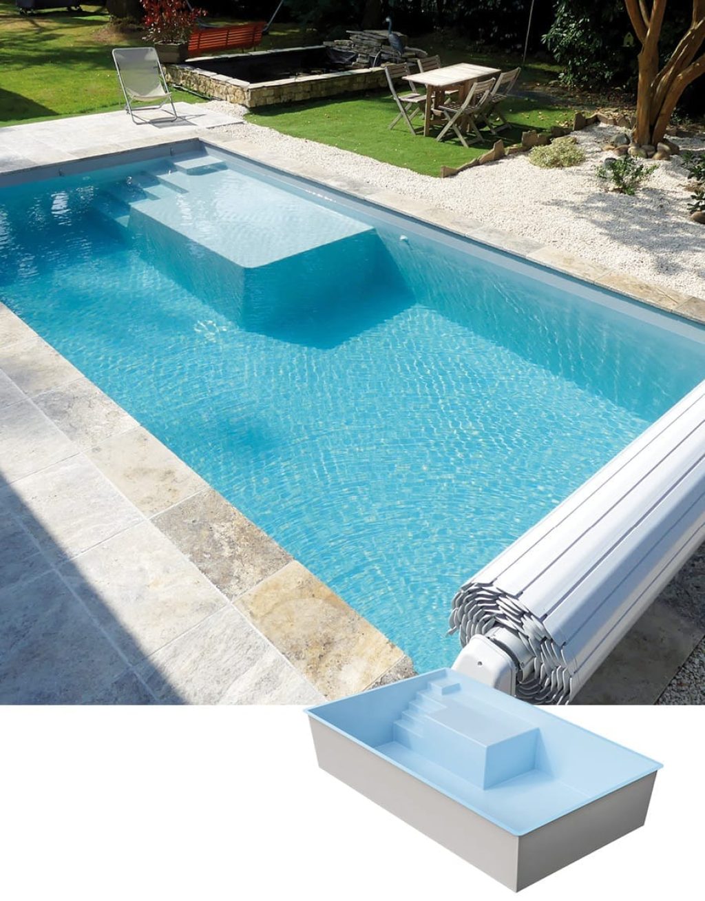 Piscine coque modèle GRUSSIAN PLAGE de GÉNÉRATION PISCINE