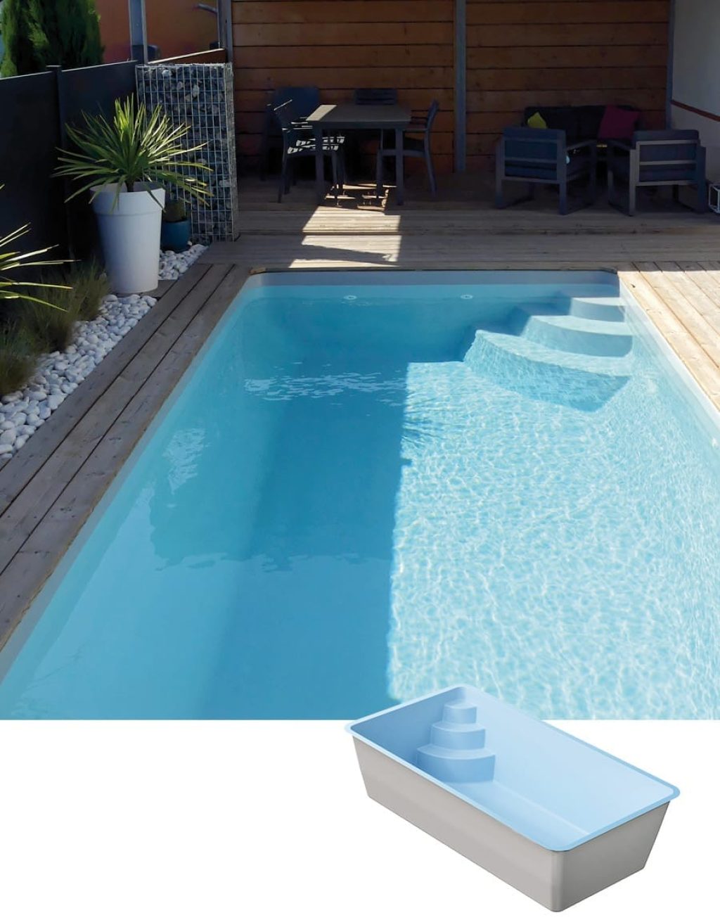 Piscine coque modèle MÉJEAN de GÉNÉRATION PISCINE