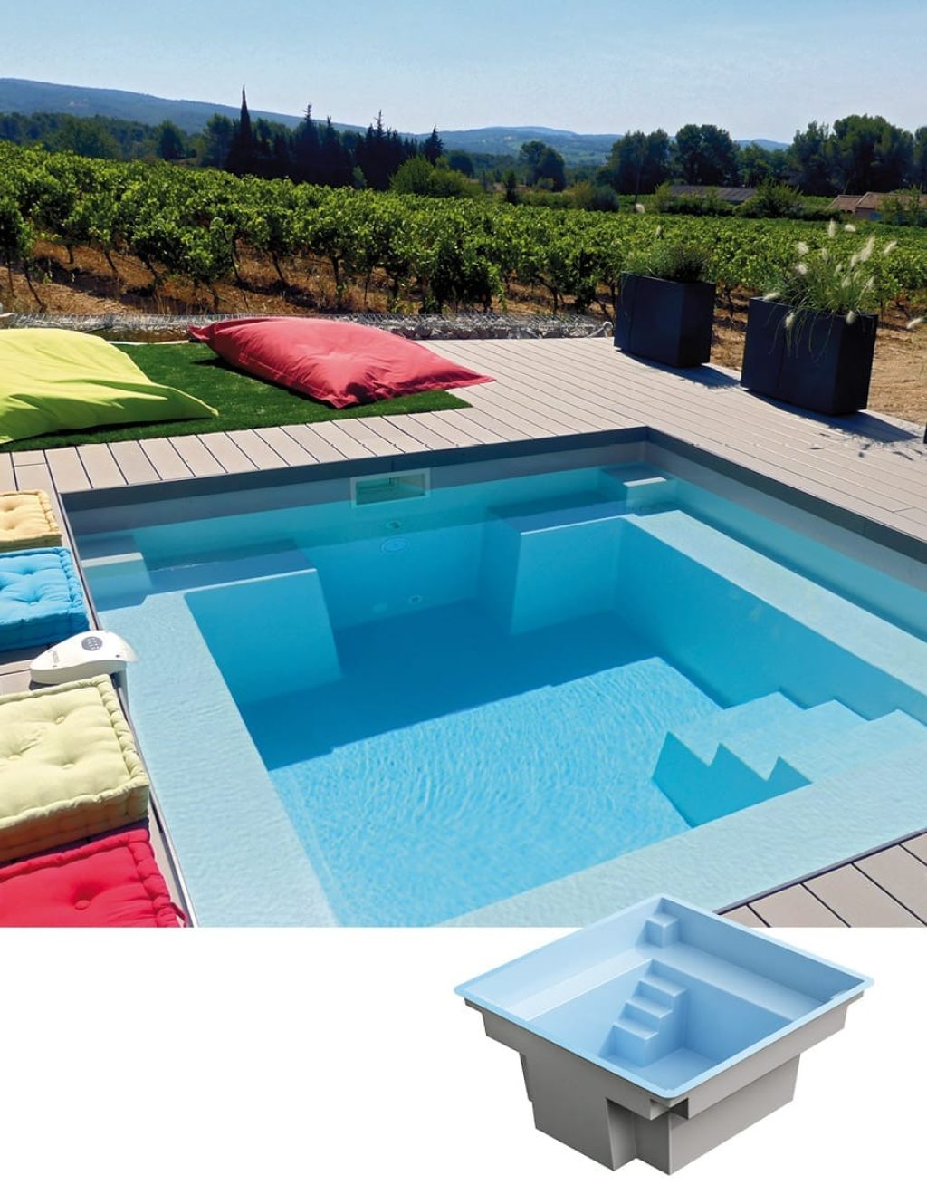 Piscine coque modèle MINI CARRÉ de GÉNÉRATION PISCINE