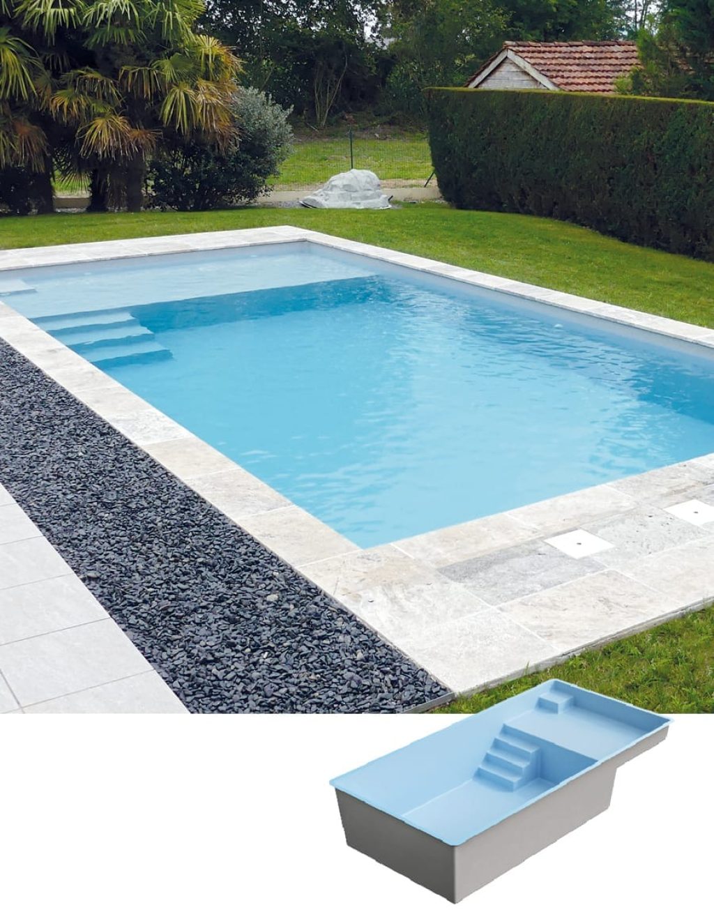 Piscine coque modèle PRADO PLAGE de GÉNÉRATION PISCINE
