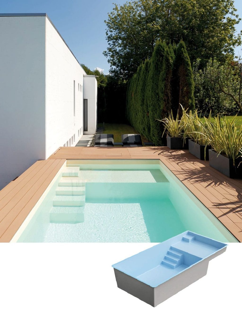 Piscine coque modèle PRADO PLAGE S de GÉNÉRATION PISCINE