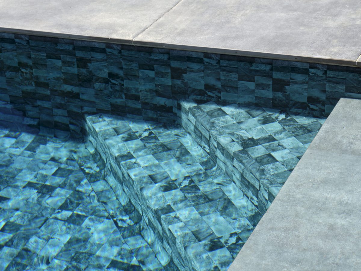 Piscine avec escalier minimaliste en angle – Bonheur Piscines